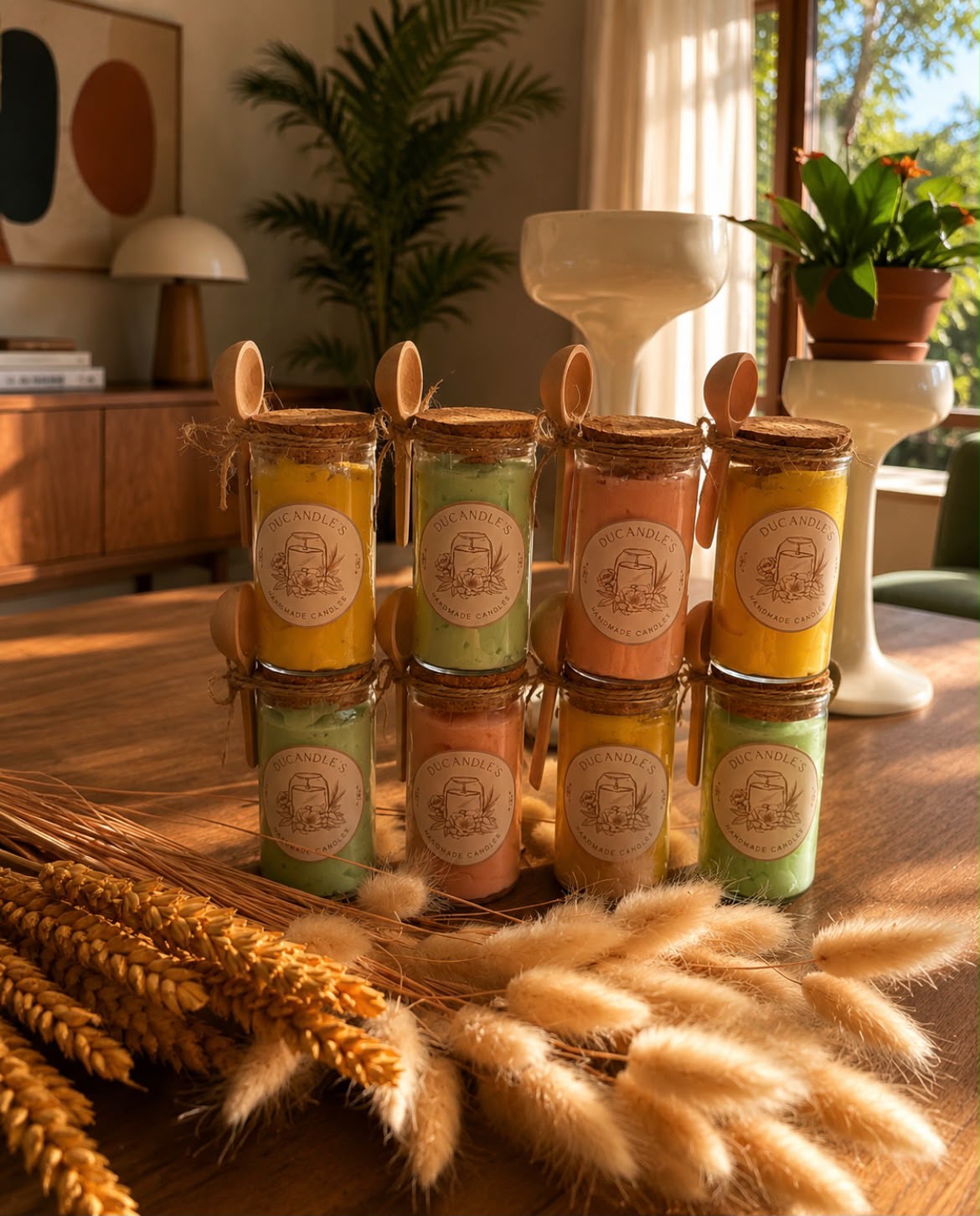 Barattolini di mousse di cera profumata Ducandle's con cucchiaino in legno